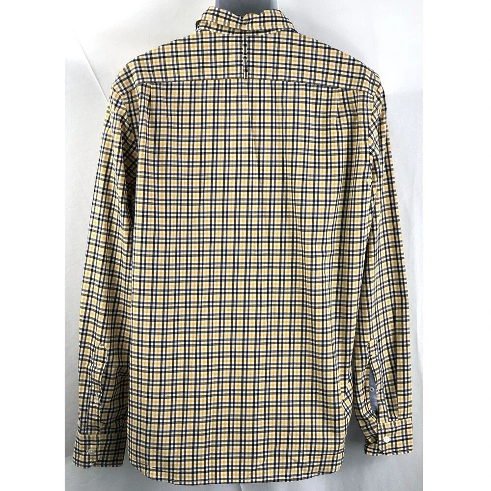 Banana Republic Oxford Shirt L Camden Yellow/blue Plaid ButtonUp Academia Preppy